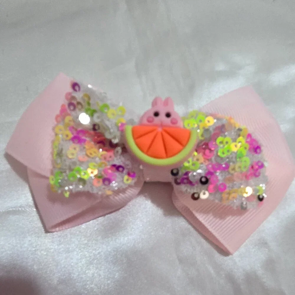5pcs Cute Glitter Hair Bows Set for Girls Bee Bear Strawberry Clips